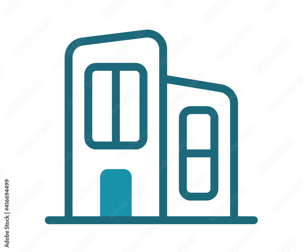 Poster office building working space single isolated icon with solid line style