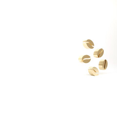 Gold Coffee beans icon isolated on white background. 3d illustration 3D render.