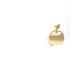 Gold Apple in caramel icon isolated on white background. 3d illustration 3D render.