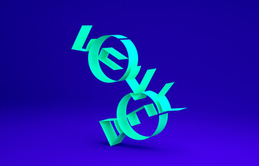 Green Candy icon isolated on blue background. Minimalism concept. 3d illustration 3D render.