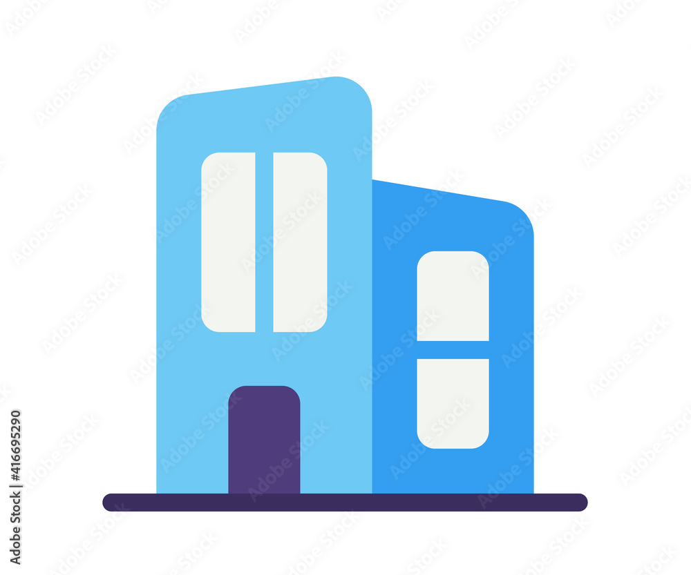 Poster office building working space single isolated icon with flat style