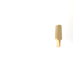 Gold Ice cream on stick icon isolated on white background. Sweet symbol. 3d illustration 3D render.