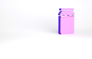 Purple Jam jar icon isolated on white background. Minimalism concept. 3d illustration 3D render.