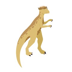 Pachycephalosaurus dino. Extinct dinosaur of ancient jurassic period. Prehistorical animal. Colored flat cartoon vector illustration isolated on white background