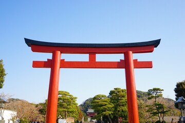 Torii Gate at Tsurugaoka Hachimangu Shrine in Kamakura, Kanagawa prefecture, Japan - 鎌倉 鶴岡八幡宮 鳥居