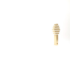 Gold Honey dipper stick icon isolated on white background. Honey ladle. 3d illustration 3D render.