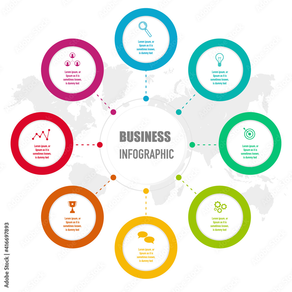 Poster infographics design vector and business icons with 8 options for presentation and web site
