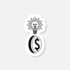 Converting ideas in money sticker icon isolated on white background