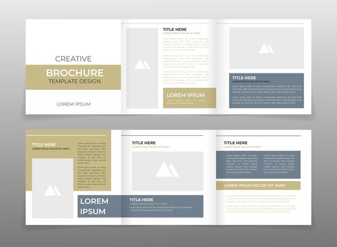 Business modern trifold brochure square design template vector