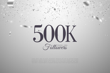 500k followers with silver ribbon and numbers illustration.