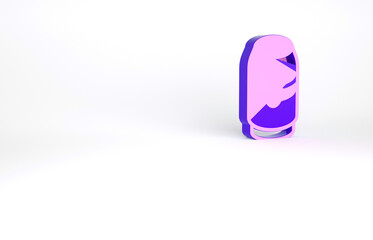 Purple Beer can icon isolated on white background. Minimalism concept. 3d illustration 3D render.