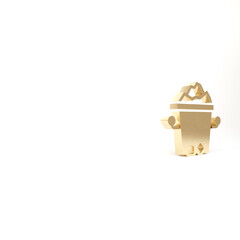 Gold Ice bucket icon isolated on white background. 3d illustration 3D render.