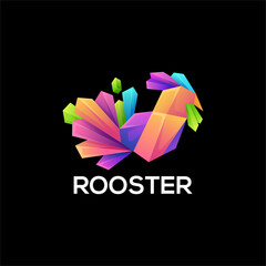 rooster logo colorful gradient illustration vector design