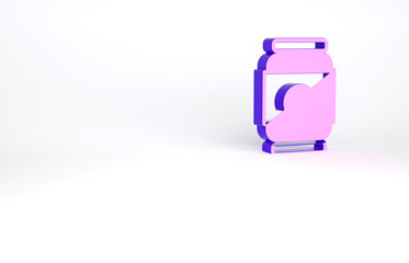 Purple Beer can icon isolated on white background. Minimalism concept. 3d illustration 3D render.