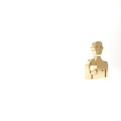 Gold Man in the sauna icon isolated on white background. 3d illustration 3D render.