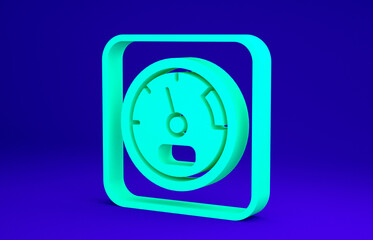 Green Sauna thermometer icon isolated on blue background. Sauna and bath equipment. Minimalism concept. 3d illustration 3D render.