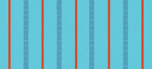 Swimming pool with water, Swimming lanes, and no people. View from above. Web Banner of Vector flat design illustration. Background.