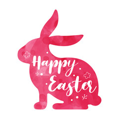 Fototapeta premium Happy easter day in Watercolor style with rabbit and easter eggs. greeting card, posters and wallpaper. Vector illustration.