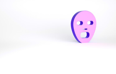 Fototapeta premium Purple Facial cosmetic mask icon isolated on white background. Cosmetology, medicine and health care. Minimalism concept. 3d illustration 3D render.