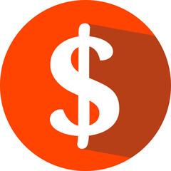 Dollar sign in a circle with shadow