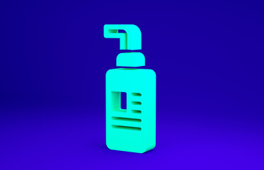 Green Cream or lotion cosmetic tube icon isolated on blue background. Body care products for woman. Minimalism concept. 3d illustration 3D render.