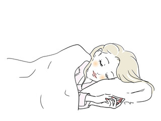 ベッドで安眠する女性