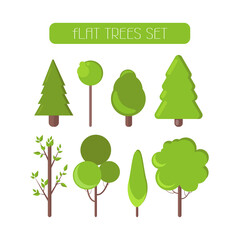 SET OF TREES IN FLAT STYLE 