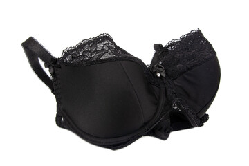 Elegant luxury black bra isolated on the white background