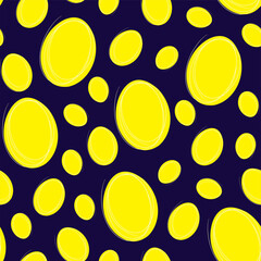 Seamless Easter background with decorative eggs and cute rabbits