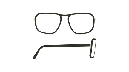 Vector isolated Illustration of a Glasses Frame. Black glasses Frame Front and Side View