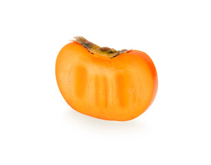 Ripe persimmon with cut isolated on white background