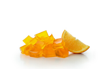 Delicious orange jelly isolated on white background