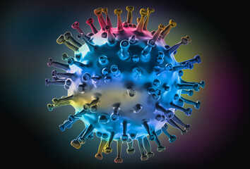 Amazing illustration of Covid-19 virus, coronavirus, virus floating in a cellular environment. 3D rendering of virus. Background with virus.