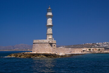 Fototapeta na wymiar Lighthouse in Chania on Crete in Greece, Europe 