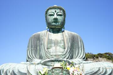 Monumental bronze statue of the Great Buddha in Kotokuin Temple, Kamakura, Japan - 鎌倉 大仏 高徳院 日本