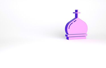 Purple Christian church tower icon isolated on white background. Religion of church. Minimalism concept. 3d illustration 3D render.