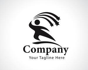 human run getting star logo symbol design illustration inspiration