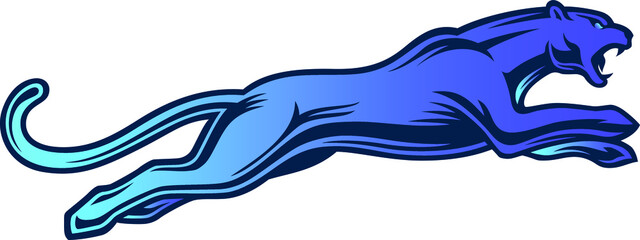 Aggressive Panther Hunting Monochrome Symbol