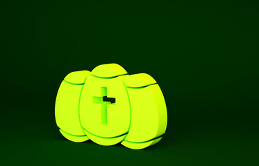 Yellow Easter egg icon isolated on green background. Happy Easter. Minimalism concept. 3d illustration 3D render.