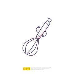 hand mix whisking doodle icon for cooking concept. Gradient fill line sign symbol vector illustration