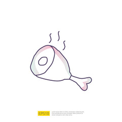 meat doodle icon for cooking concept. Gradient fill line sign symbol vector illustration