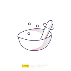 mortar and pestle doodle icon for cooking concept. Gradient fill line sign symbol vector illustration