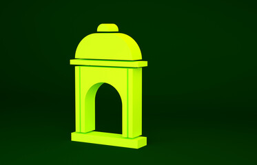 Yellow Muslim Mosque icon isolated on green background. Minimalism concept. 3d illustration 3D render.