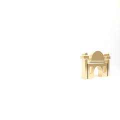 Gold Muslim Mosque icon isolated on white background. 3d illustration 3D render.