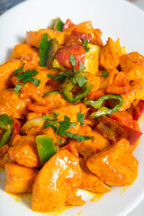 Homemade Chicken Tikka Masala with Cilantro, Vegetables and Sauce