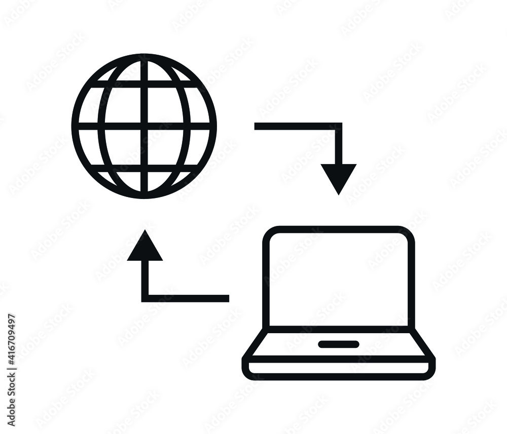 Aufkleber file transfer concept. laptop. copy data exchange, backup or pc migration concepts. flat style vecto