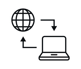 File transfer concept. laptop. Copy data exchange, backup or PC migration concepts. Flat style vector illustration.
