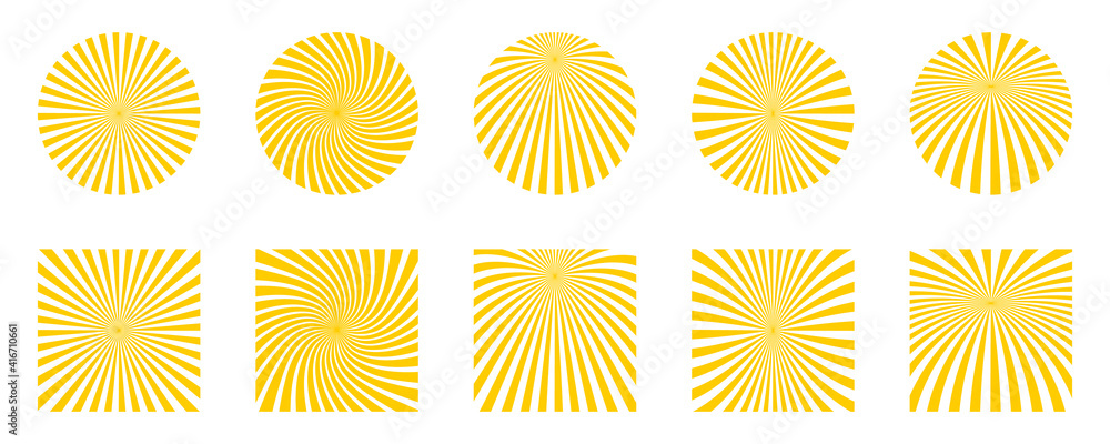 Wall mural rays. sun rays striped patterns, isolated. rays background. vector illustration