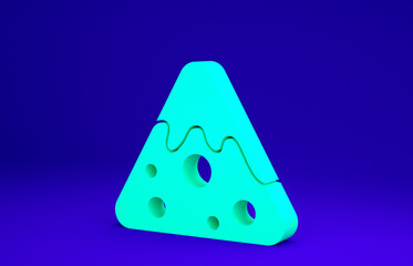 Green Nachos icon isolated on blue background. Tortilla chips or nachos tortillas. Traditional mexican fast food. Minimalism concept. 3d illustration 3D render.