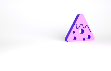 Purple Nachos icon isolated on white background. Tortilla chips or nachos tortillas. Traditional mexican fast food. Minimalism concept. 3d illustration 3D render.